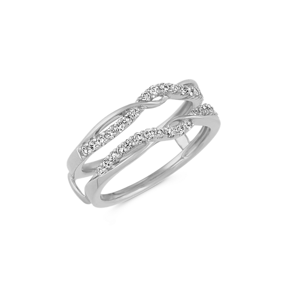 Swirl Diamond Engagement Ring Guard in 14k White Gold Shane Co.