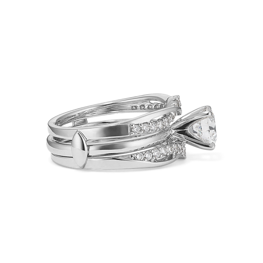 Swirl Diamond Engagement Ring Guard in 14k White Gold Shane Co.