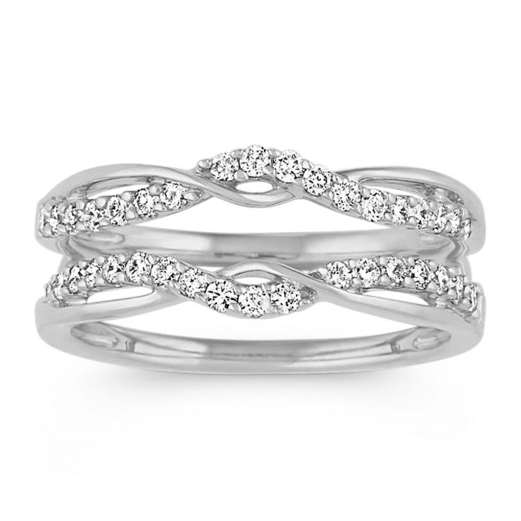 White Gold Diamond Engagement Ring Guard, 0.50 cttw - JusticeJewelers