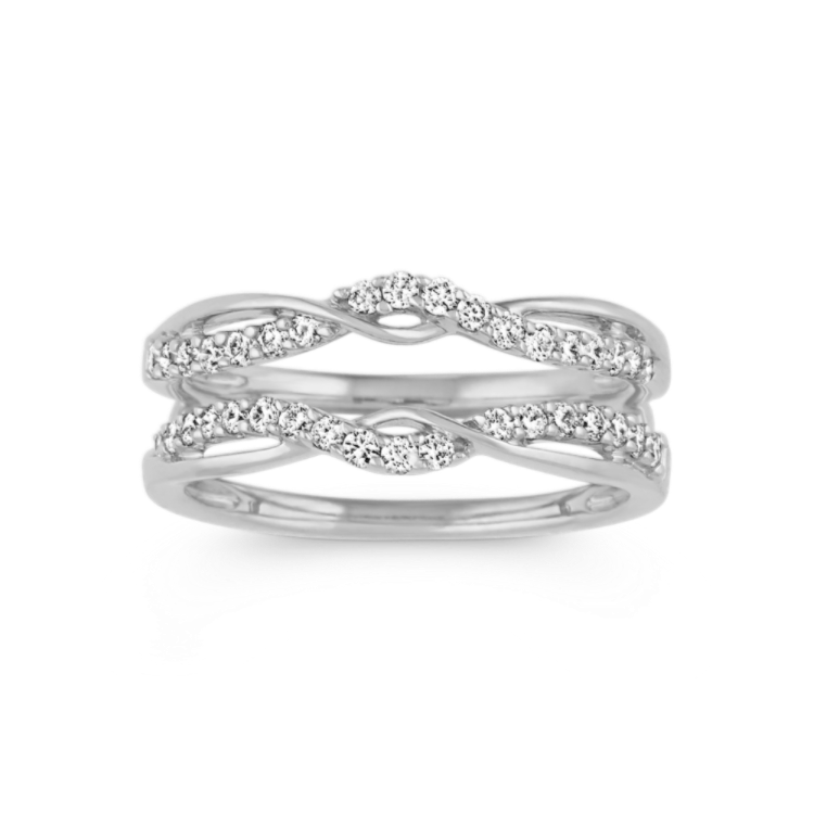 Swirl Natural Diamond Engagement Ring Guard in 14k White Gold
