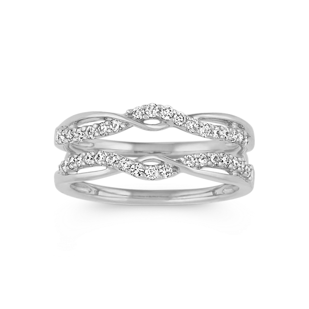 Swirl Diamond Engagement Ring Guard in 14k White Gold Shane Co.