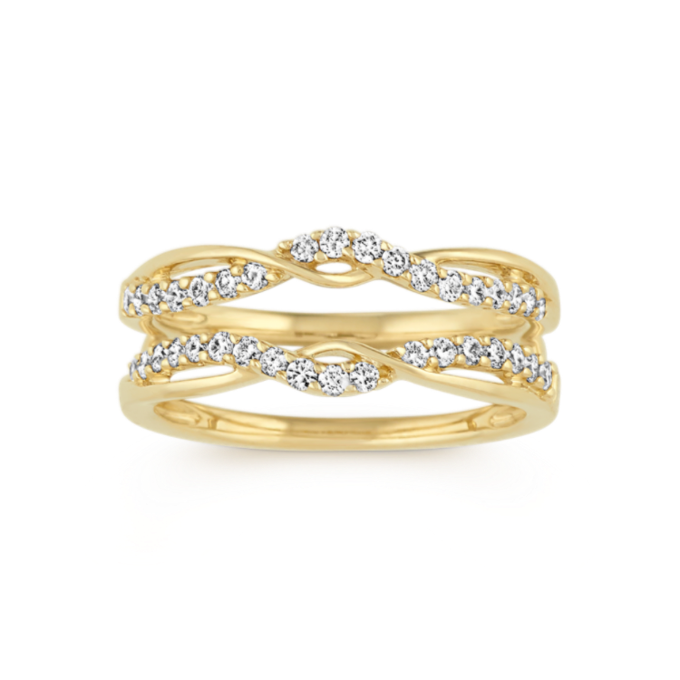 Swirl Natural Diamond Engagement Ring Guard in 14k Yellow Gold