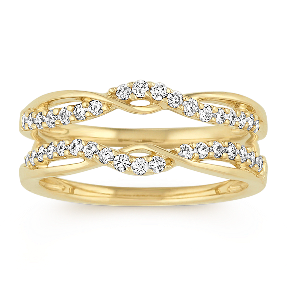 Swirl Diamond Engagement Ring Guard in 14k Yellow Gold Shane Co