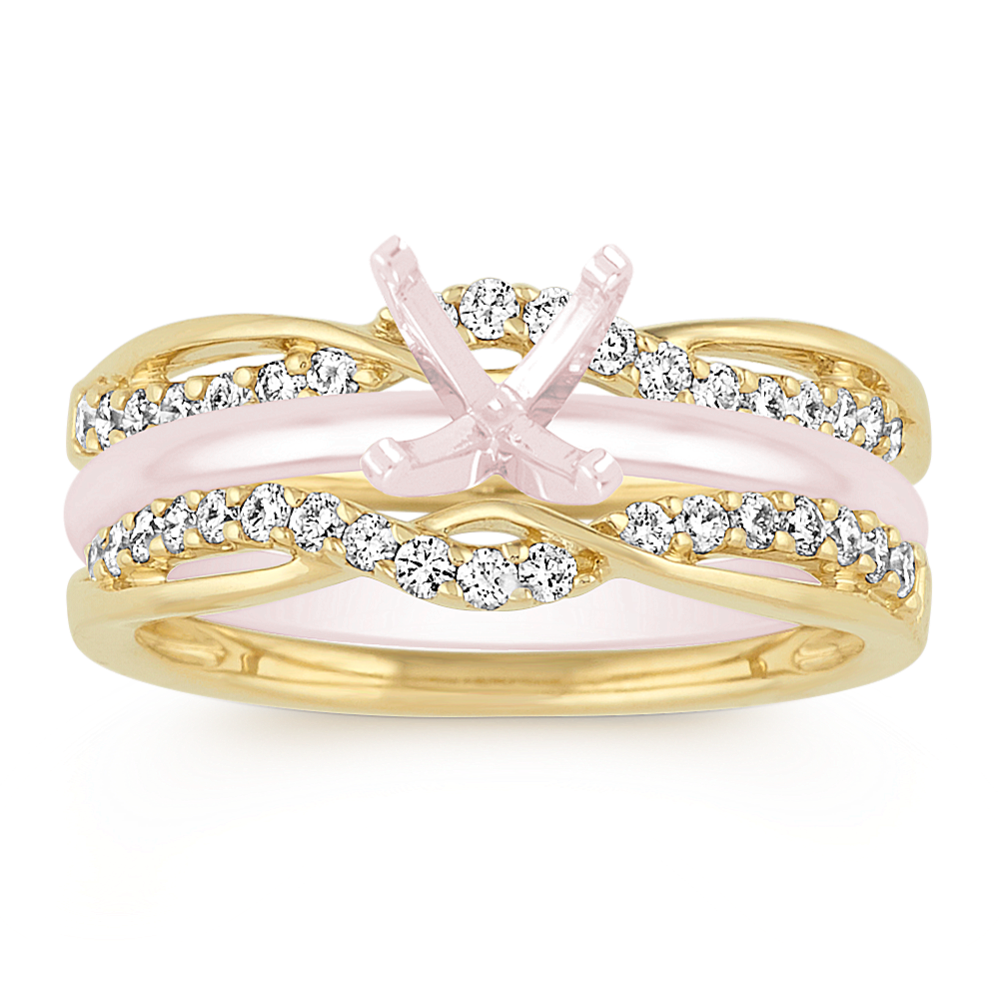 Swirl Diamond Engagement Ring Guard in 14k Yellow Gold