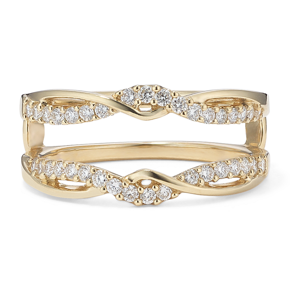 Swirl Diamond Engagement Ring Guard in 14k Yellow Gold