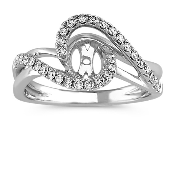 Swirl Diamond Engagement Ring in 14k White Gold | Shane Co.