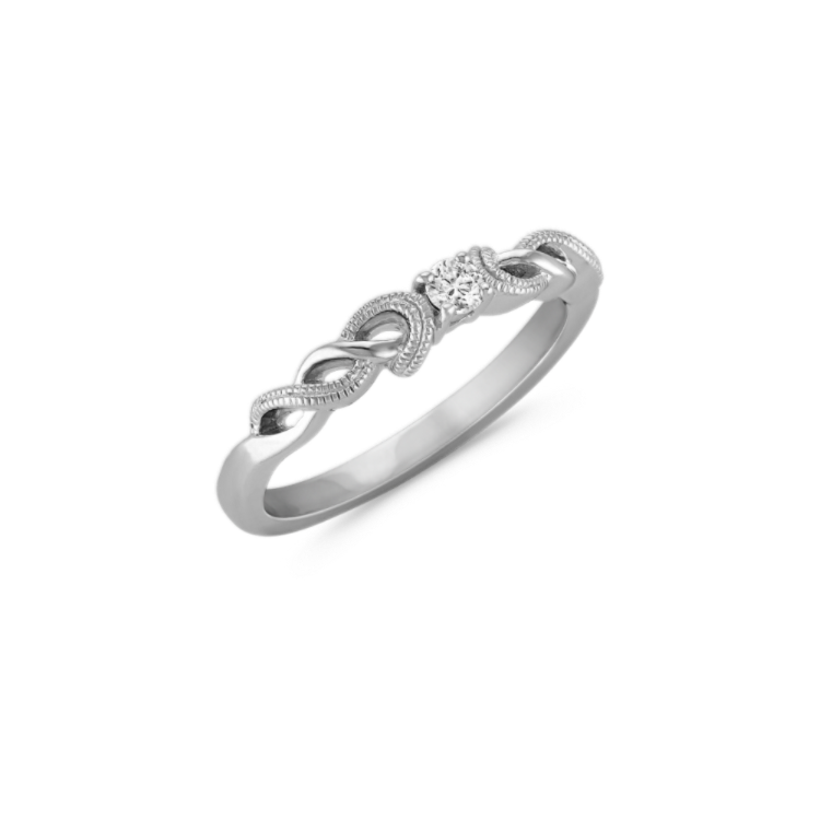 Swirl Natural Diamond Ring in Sterling Silver with Milgrain Detailing