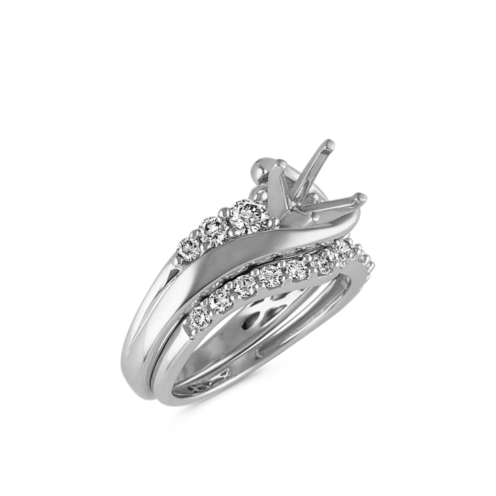 Swirl Diamond Wedding Set in 14k White Gold Shane Co.