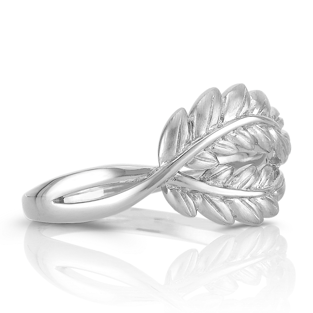 Swirl Double Leaf Ring in Sterling Silver