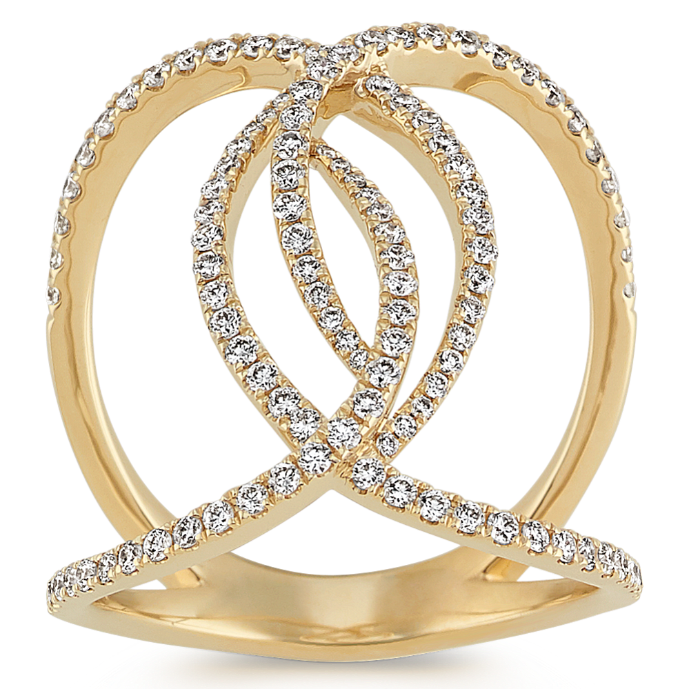 Swirl Pave-Set Diamond Ring