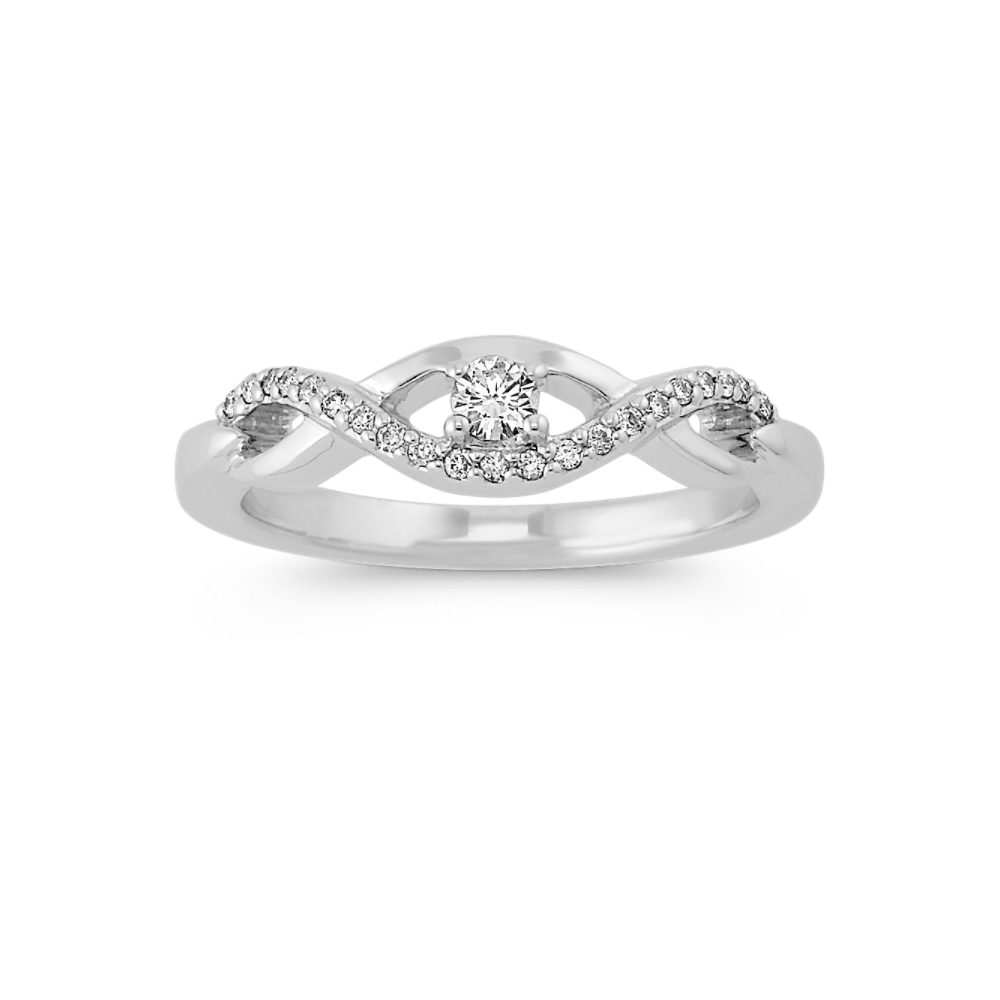 Swirl Wrapping Natural Diamond Ring in Sterling Silver