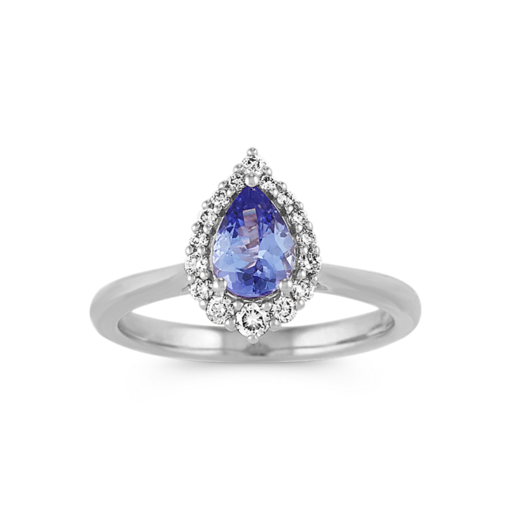 Feliz Tanzanite and Diamond Ring in 14K White Gold