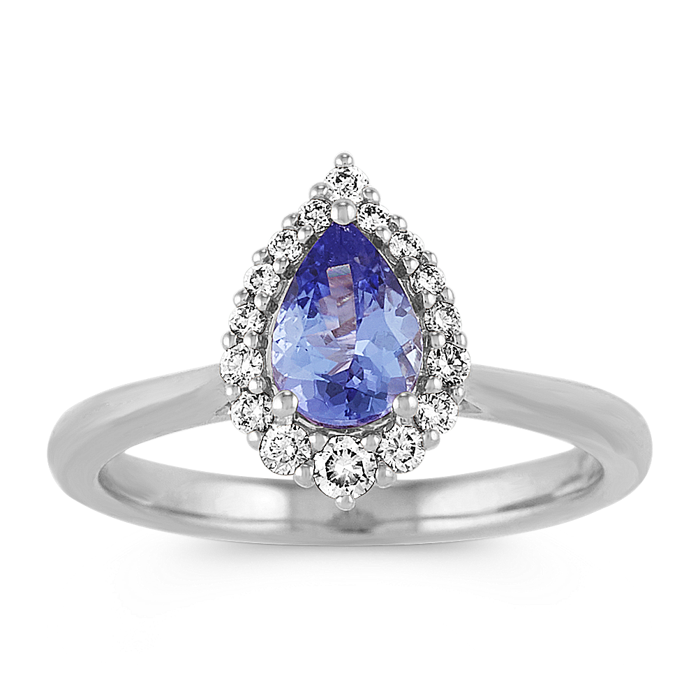 Feliz Tanzanite and Diamond Ring in 14K White Gold