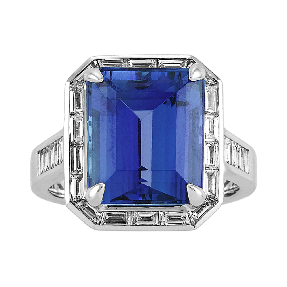 Tanzanite and Diamond Ring in 18k White Gold