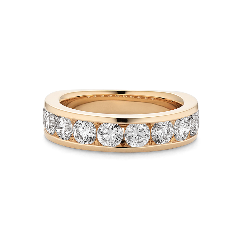 Ten-Stone Natural Diamond Wedding Band with Channel-Setting