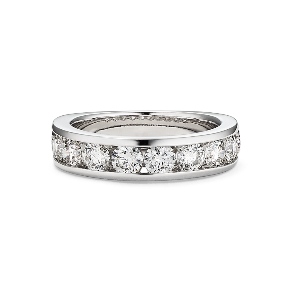 Ten-Stone Round Natural Diamond Wedding Band with Channel-Setting