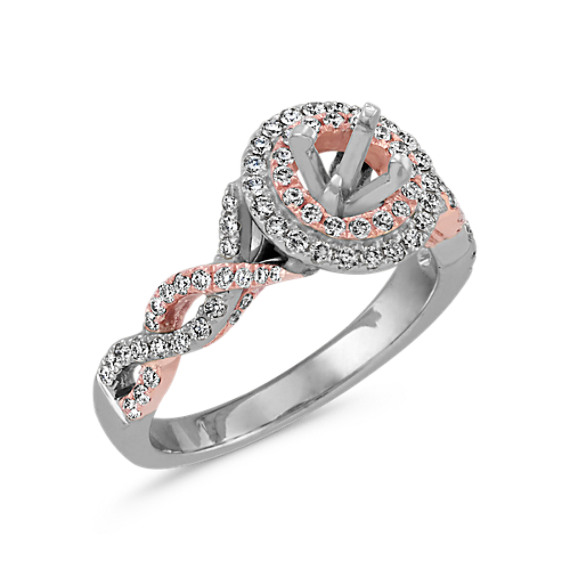 Two-Tone Infinity Halo Engagement Ring (Round) | Shane Co.