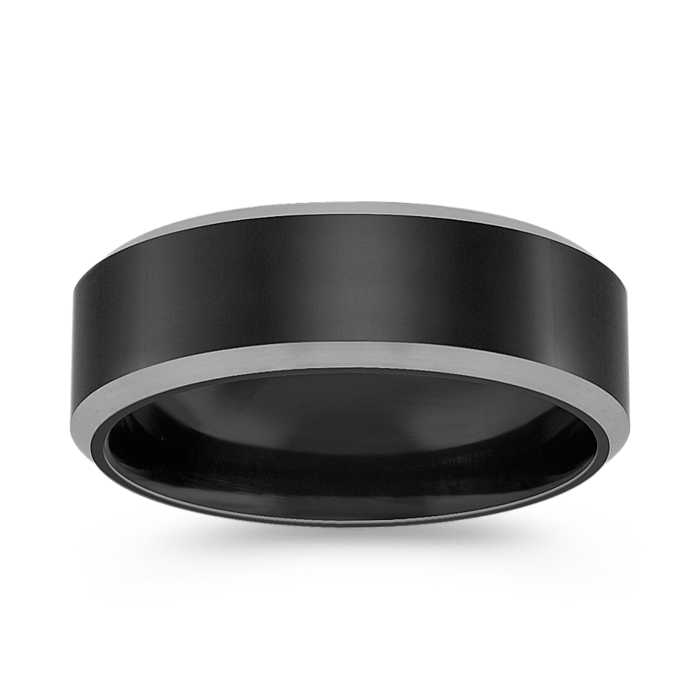 Textured Black Cobalt Comfort Fit Ring (7mm)