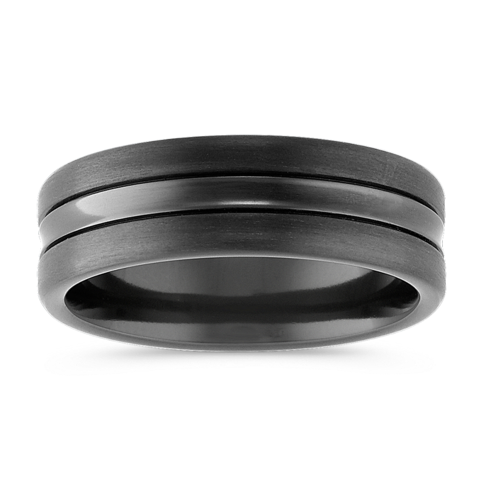 Textured Black Titanium Comfort Fit Ring (7.5mm)