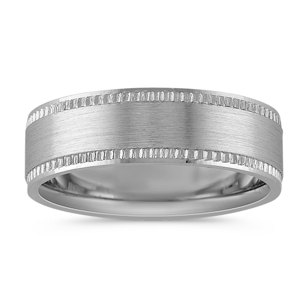 Textured Comfort Fit Mens Ring with Satin Finish (7mm)