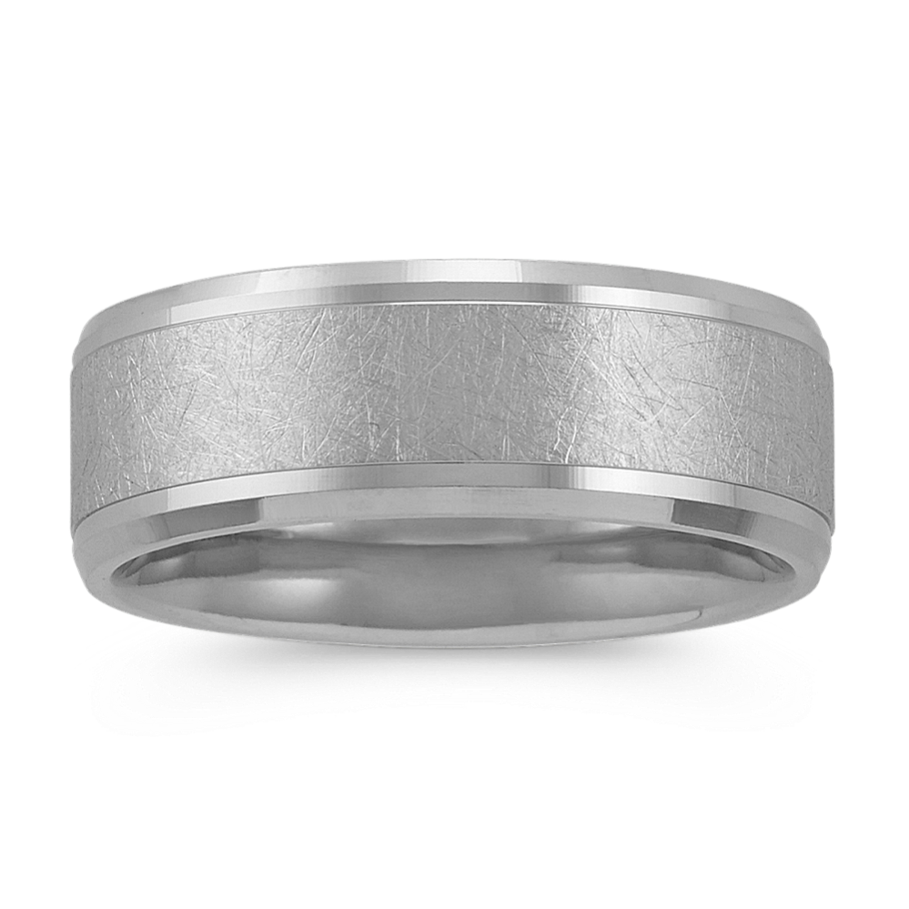 Textured Mens Ring in 14k White Gold (8mm)
