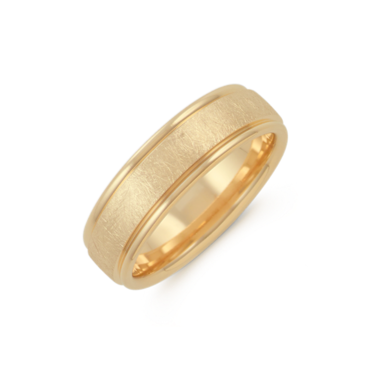 Textured Mens Ring in 14k Yellow Gold (6.5mm)