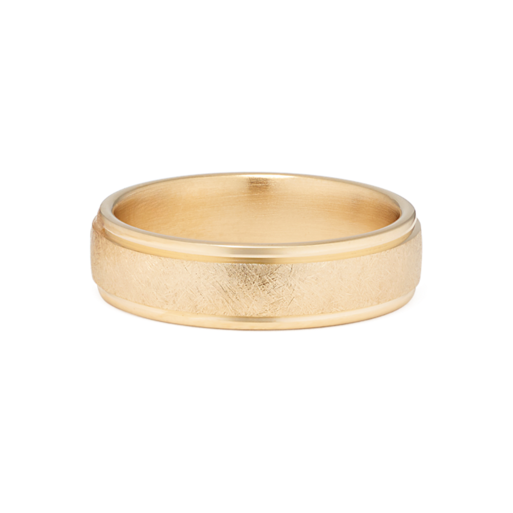 Textured 14K Yellow Gold Band (6.5mm) | Shane Co.