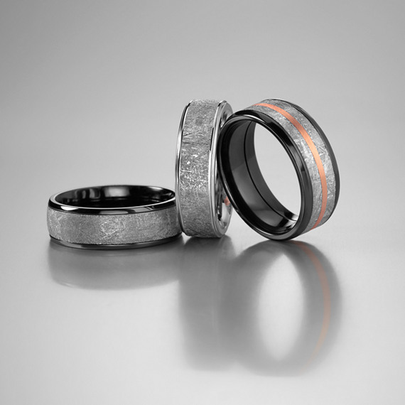Textured Meteorite And Black Zirconium Ring 7mm Shane Co Tap To Zoom Thumbnail