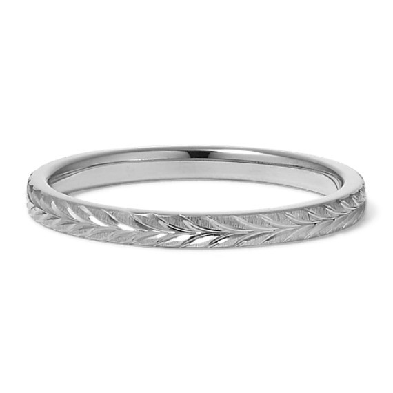 Textured Stackable Ring in 14k White Gold