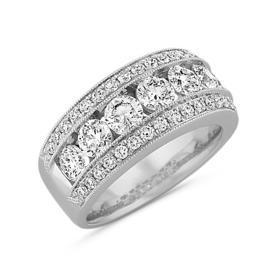 Three Row Diamond Ring with Milgrain Detailing | Shane Co.