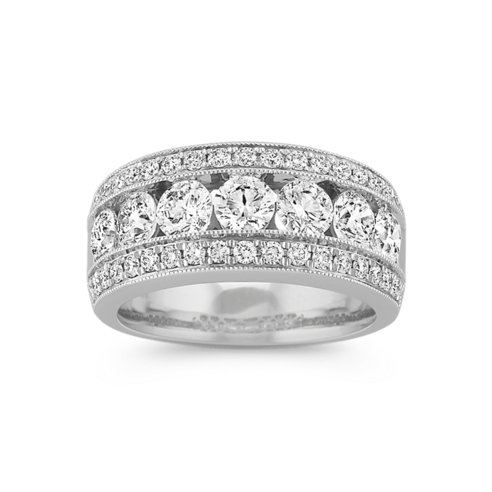 Madeira Three-Row Diamond Ring in 14K White Gold