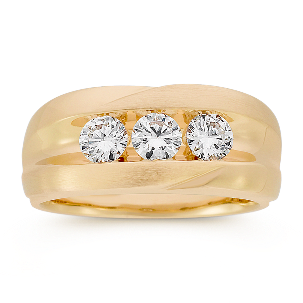 Three-Stone Channel-Set Round Diamond Ring (7mm)