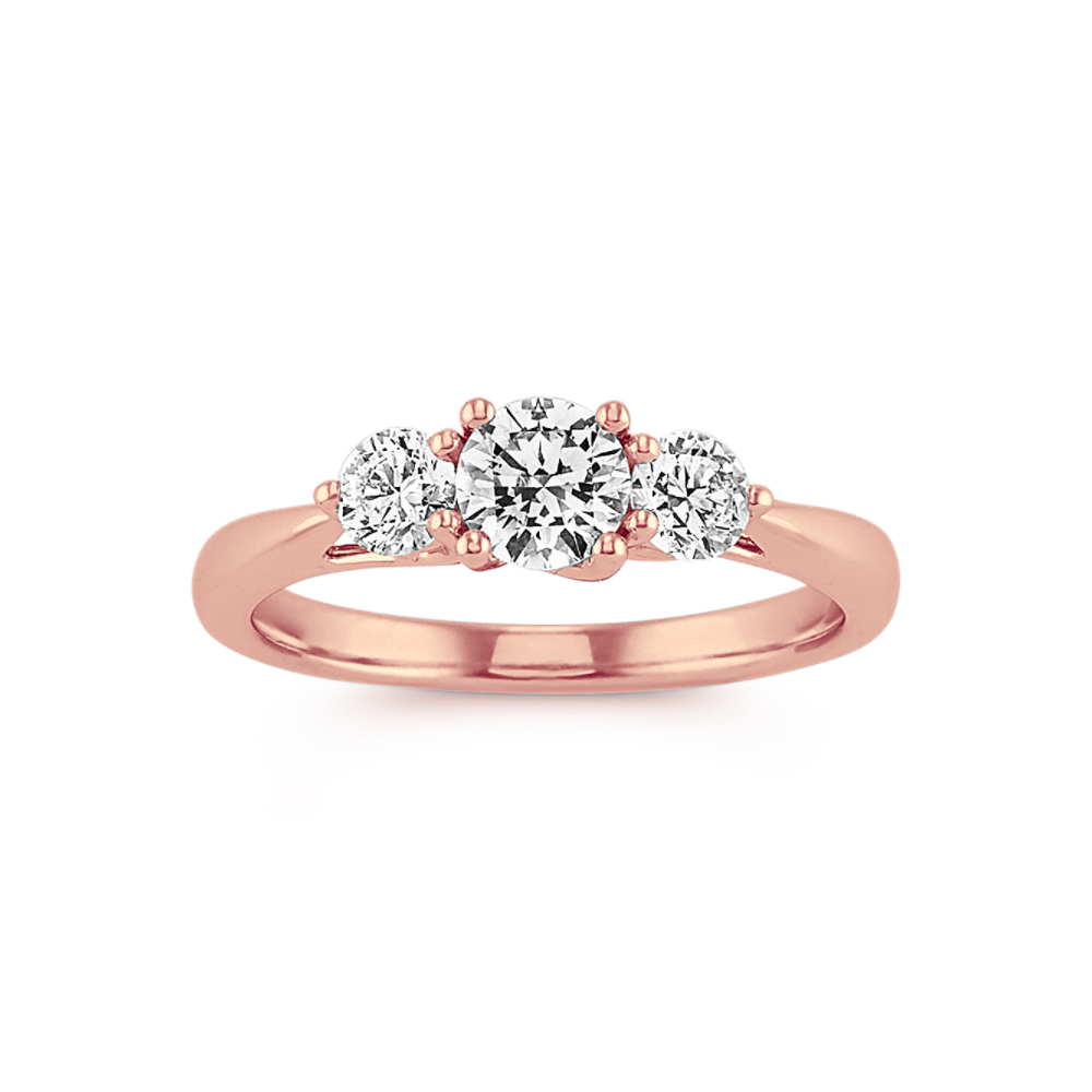 Devon Diamond Three-Stone Ring in 14K Rose Gold