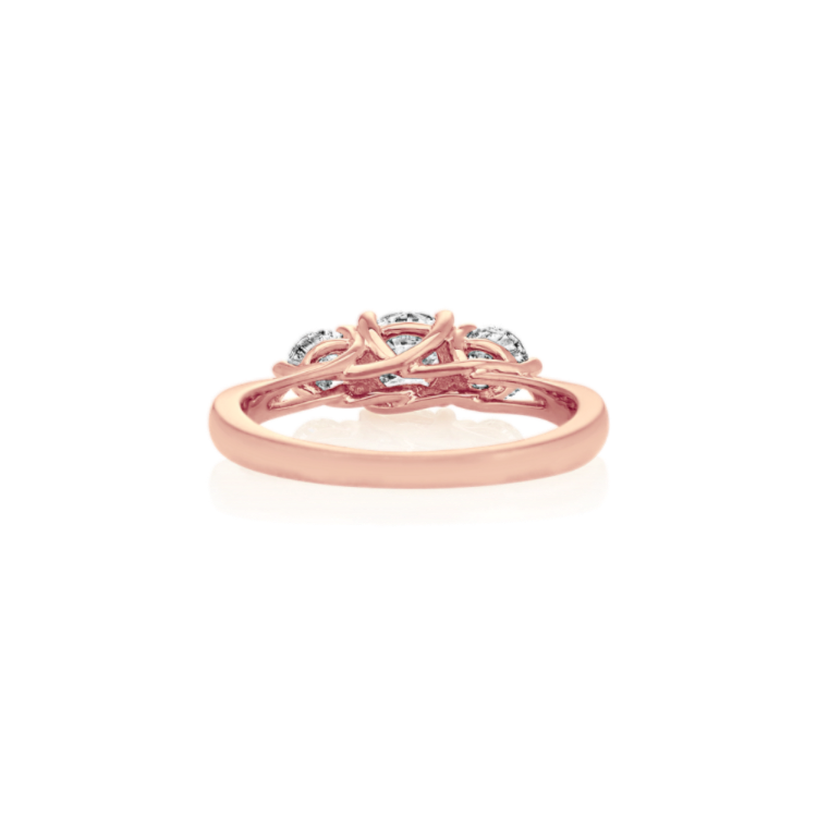 Joy Natural Diamond Three-Stone Ring in 14K Rose Gold