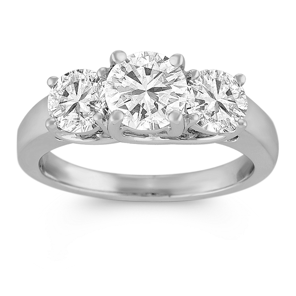 Three-Stone Diamond Ring in 14k White Gold