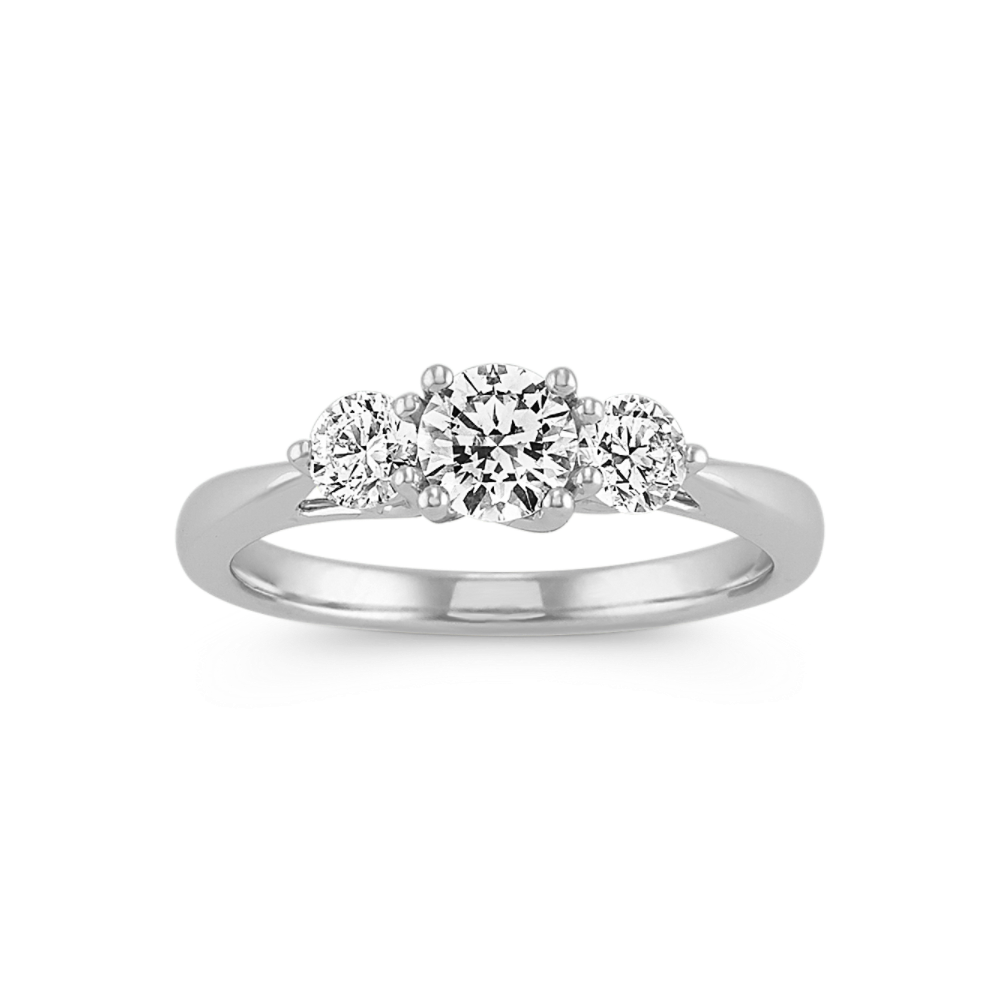 Devon Natural Diamond Three-Stone Ring in 14K White Gold