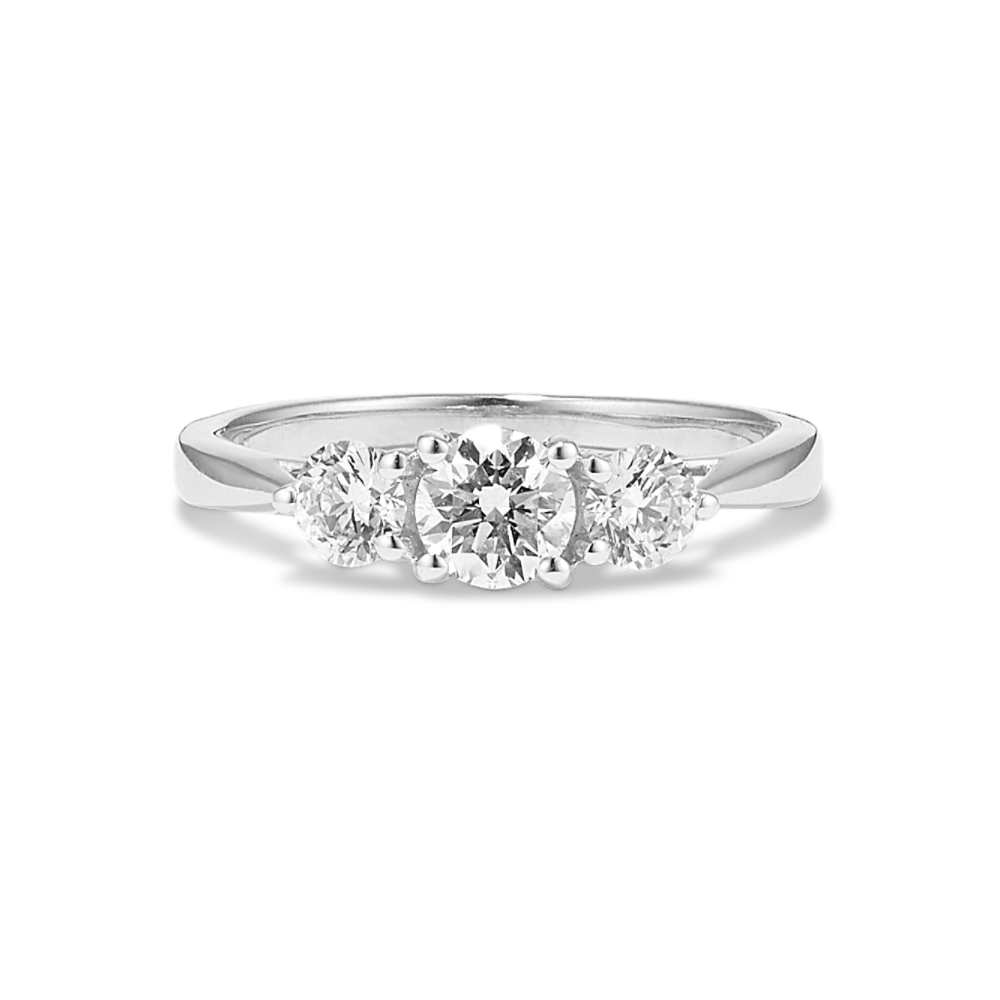 Joy Natural Diamond Three-Stone Ring in 14K White Gold