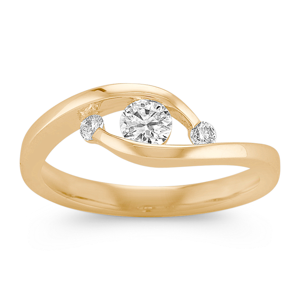Three-Stone Diamond Swirl Ring