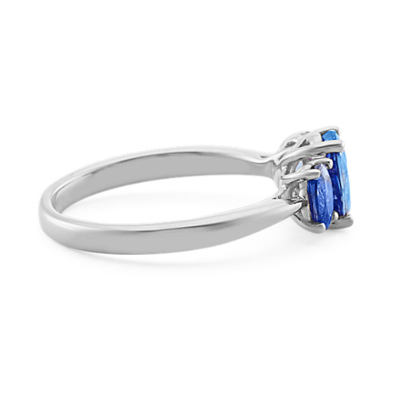 Three-Stone Kentucky Blue Sapphire Ring in 14k White Gold | Shane Co.