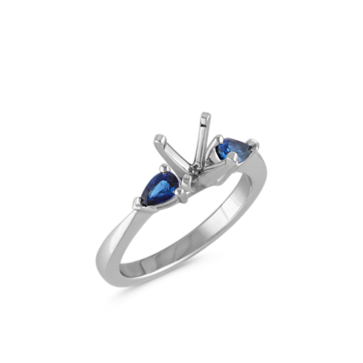 Three-Stone Pear-Shaped Natural Sapphire Platinum Engagement Ring