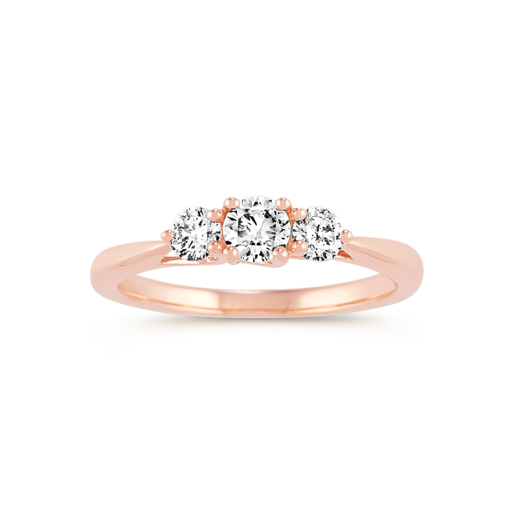 Valerie Natural Diamond Three-Stone Ring in 14K Rose Gold