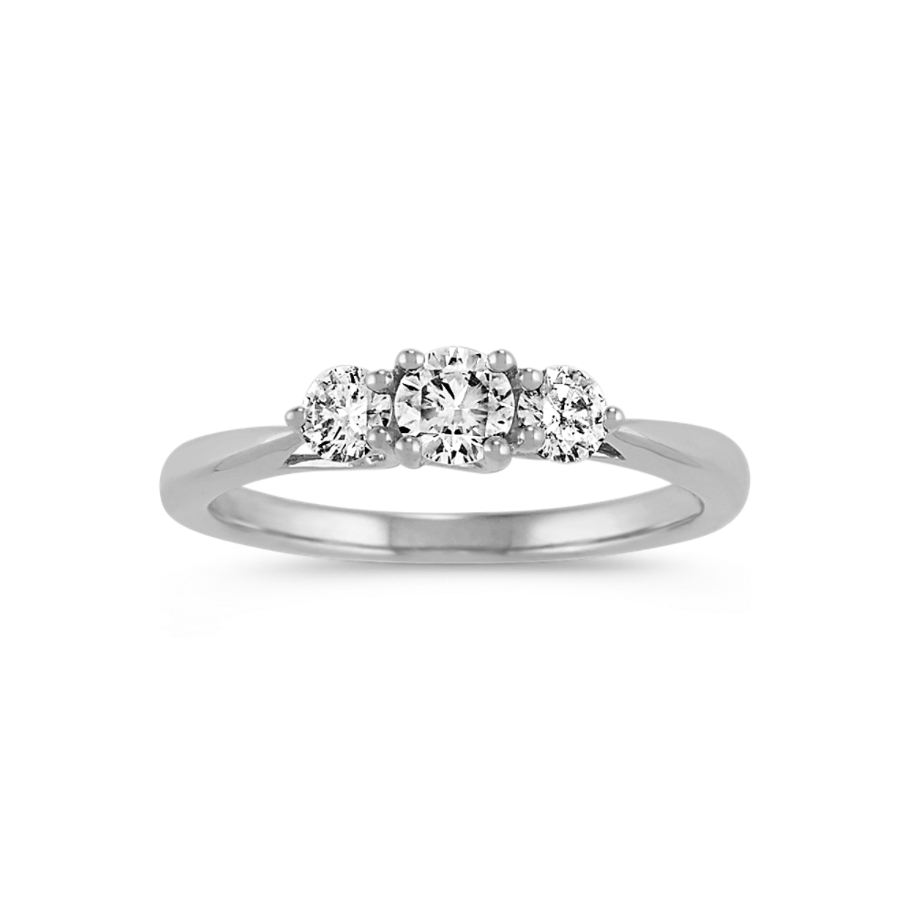 Valerie Natural Diamond Three-Stone Ring in 14K White Gold