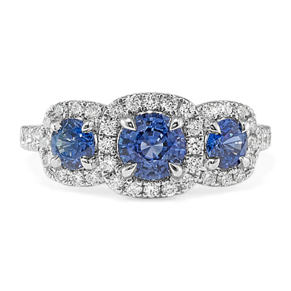 Three-Stone Traditional Blue Sapphire Ring | Shane Co.