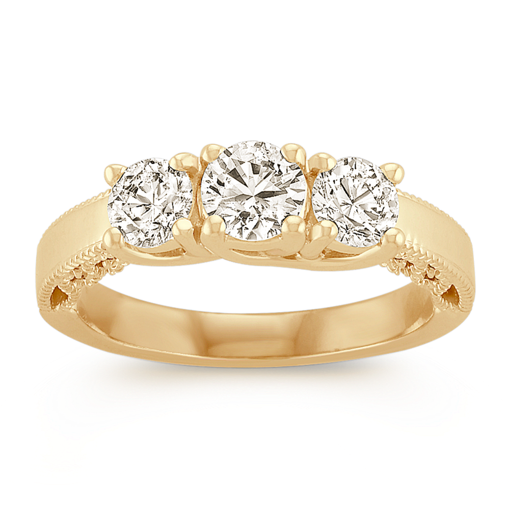 Three-Stone Vintage Round Diamond Ring