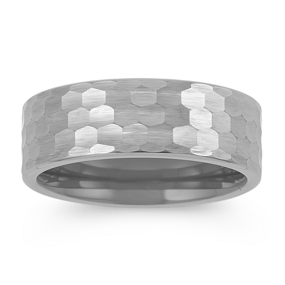 Titanium Mens Band with Hammered Finish (8mm)