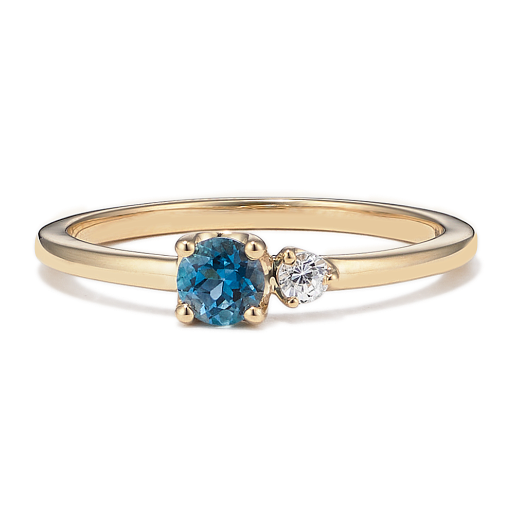 Toi et Moi Blue Topaz & White Sapphire Ring