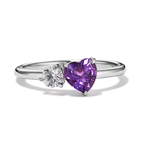 Toi et Moi Amethyst & Sapphire Heart Ring