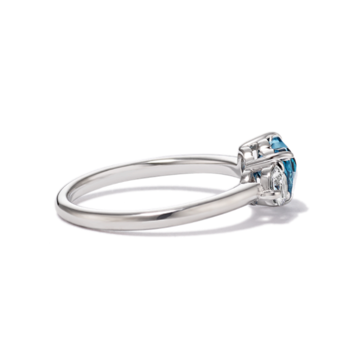 Toi et Moi Natural London Blue Topaz and Natural White Sapphire Ring in Sterling Silver