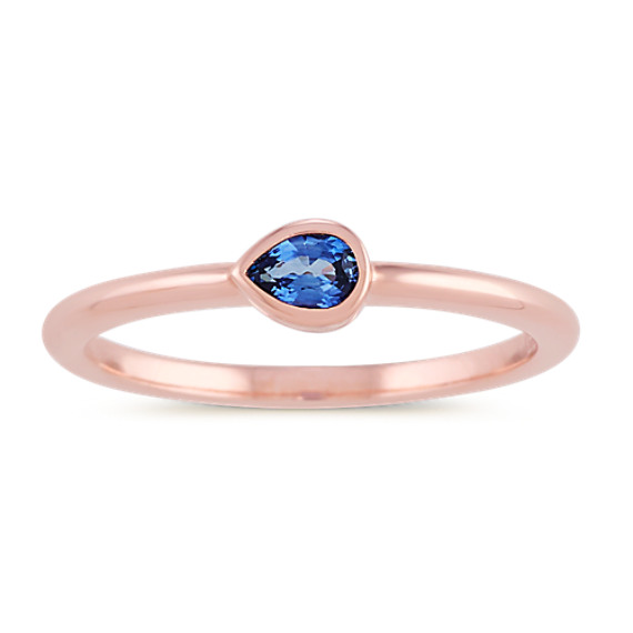 Traditional Blue Sapphire Ring in 14k Rose Gold