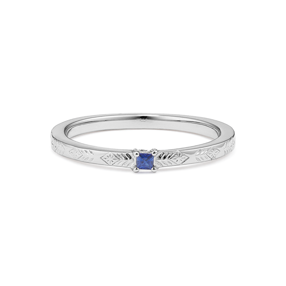 Traditional Blue Sapphire Ring in Sterling Silver